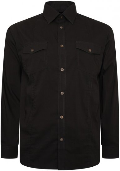 Kam Jeans 6305 Long Sleeve Retro Stretch Shirt Black - Košulje - Muške Košulje Veliki Brojevi
