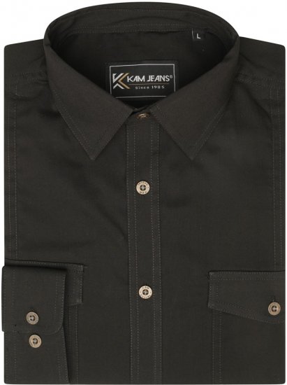 Kam Jeans 6305 Long Sleeve Retro Stretch Shirt Black - Košulje - Muške Košulje Veliki Brojevi