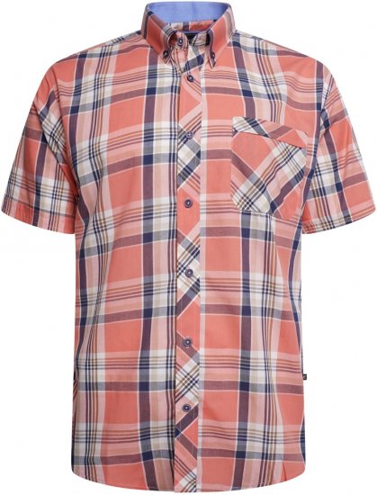 Kam Jeans 6312 Casual Check Short Sleeve Shirt Light Red - Košulje - Muške Košulje Veliki Brojevi