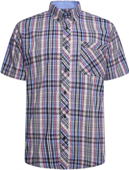 Kam Jeans 6313 Casual Check Short Sleeve Shirt Grey - Košulje - Muške Košulje Veliki Brojevi