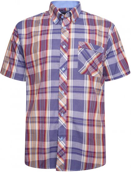 Kam Jeans 6314 Casual Check Short Sleeve Shirt Burgundy - Košulje - Muške Košulje Veliki Brojevi