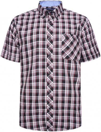 Kam Jeans 6316 Casual Check Short Sleeve Shirt Black - Košulje - Muške Košulje Veliki Brojevi
