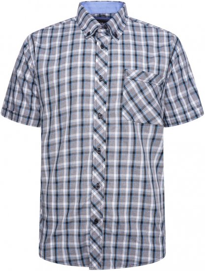 Kam Jeans 6316 Casual Check Short Sleeve Shirt Charcoal - Košulje - Muške Košulje Veliki Brojevi