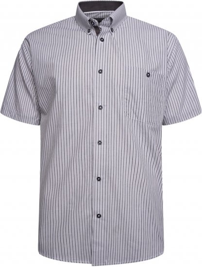Kam Jeans 6321 Casual Stripe Short Sleeve Shirt Charcoal - Košulje - Muške Košulje Veliki Brojevi