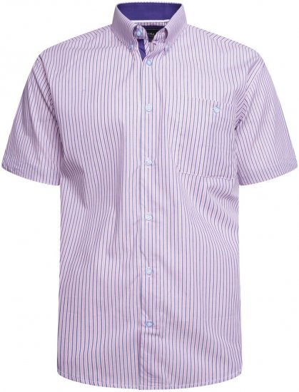 Kam Jeans 6321 Casual Stripe Short Sleeve Shirt Pink - Košulje - Muške Košulje Veliki Brojevi