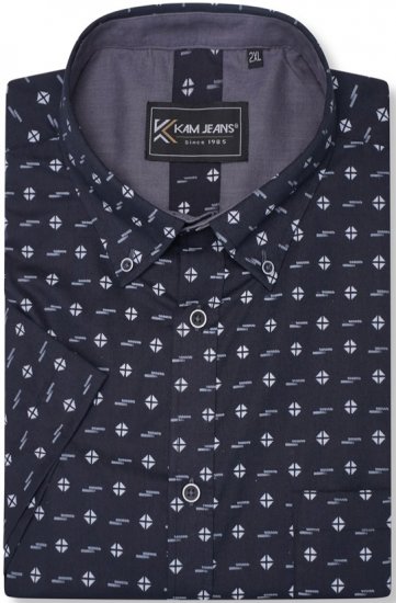 Kam Jeans 6325 Dobby Print Short Sleeve Shirt Black - Košulje - Muške Košulje Veliki Brojevi