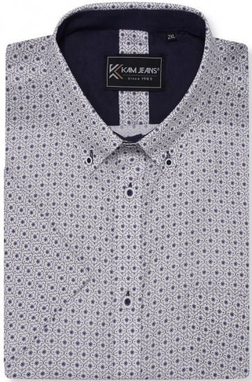 Kam Jeans 6328 AOP Geo Print Short Sleeve Shirt Charcoal - Košulje - Muške Košulje Veliki Brojevi