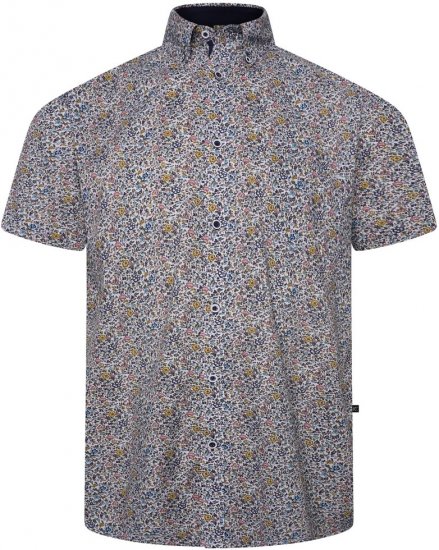 Kam Jeans 6329 Mini Floral Print Short Sleeve Shirt Grey - Košulje - Muške Košulje Veliki Brojevi