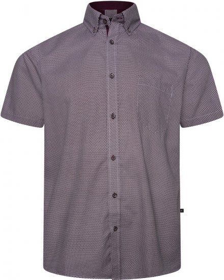 Kam Jeans 6332 AOP Dobby Print Shirt Burgundy - Košulje - Muške Košulje Veliki Brojevi