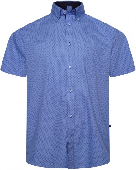 Kam Jeans 6333 AOP Dobby Print Shirt Blue - Košulje - Muške Košulje Veliki Brojevi