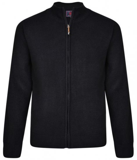 Kam Jeans 68 Casual Zip Thru Knitted Jumper Navy - Puloveri & dukserice - Muške Puloveri & dukserice veliki brojevi