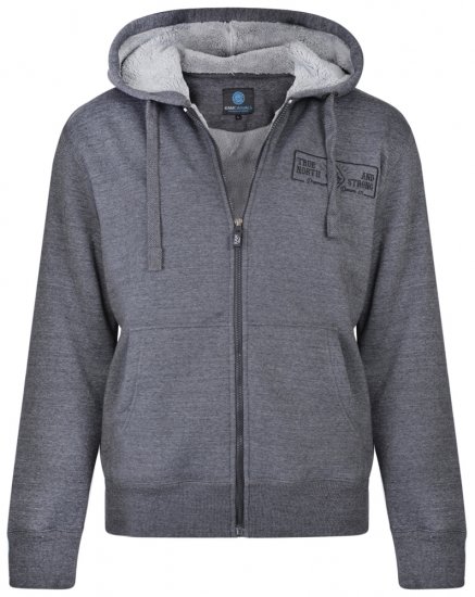 Kam Jeans 7006 Sherpa Lined Hoodie Charcoal - Puloveri & dukserice - Muške Puloveri & dukserice veliki brojevi