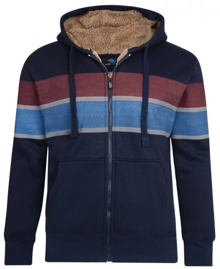Kam Jeans 7007 Sherpa Lined Hoodie Navy - Puloveri & dukserice - Muške Puloveri & dukserice veliki brojevi