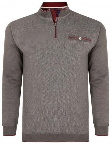 Kam Jeans 7020 1/4 Zip Sweater Charcoal - Puloveri & dukserice - Muške Puloveri & dukserice veliki brojevi