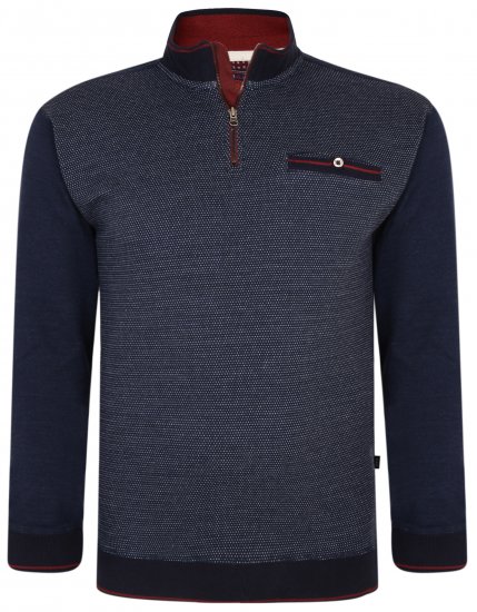 Kam Jeans 7020 Zip-collar Top Navy - Puloveri & dukserice - Muške Puloveri & dukserice veliki brojevi