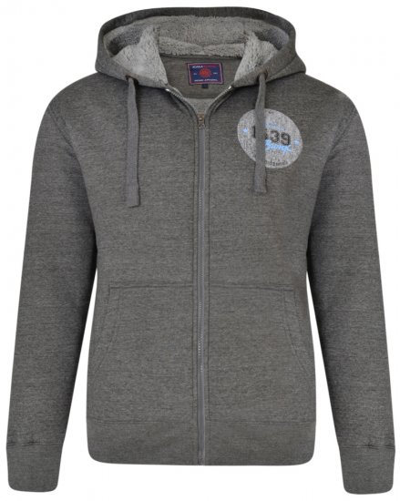 Kam Jeans 7025 Sherpa lined Hoodie Charcoal - Puloveri & dukserice - Muške Puloveri & dukserice veliki brojevi