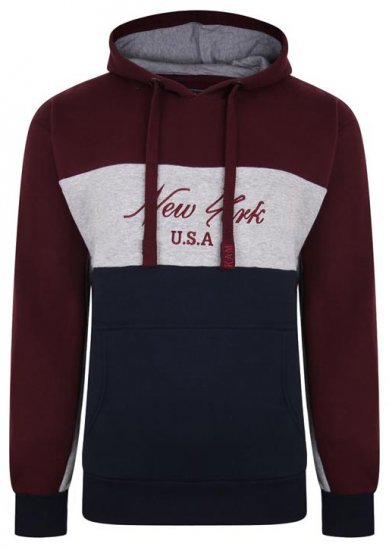 Kam Jeans 7033 NY Over The Head Hoodie Burgundy - Puloveri & dukserice - Muške Puloveri & dukserice veliki brojevi