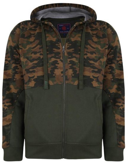 Kam Jeans 7036 Camo Print Full Zipper Hoodie Khaki - Puloveri & dukserice - Muške Puloveri & dukserice veliki brojevi