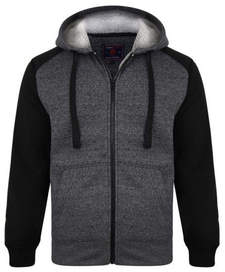 Kam Jeans 7037 Sherpa Raglan Hoodie Black - Puloveri & dukserice - Muške Puloveri & dukserice veliki brojevi