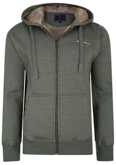 Kam Jeans 7038 Sherpa Lined Hoodie Khaki - Puloveri & dukserice - Muške Puloveri & dukserice veliki brojevi