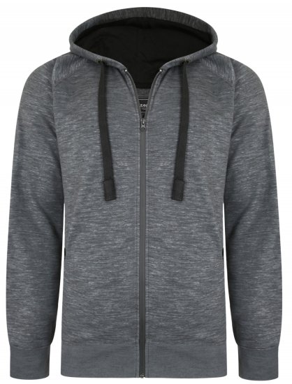 Kam Jeans 7041 Jersey Marl Hoody with Zip Pockets Charcoal - Puloveri & dukserice - Muške Puloveri & dukserice veliki brojevi
