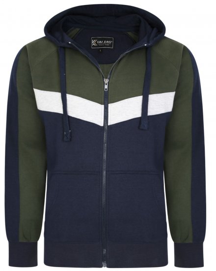 Kam Jeans 7048 Chevron Panelled Hoodie Khaki - Puloveri & dukserice - Muške Puloveri & dukserice veliki brojevi