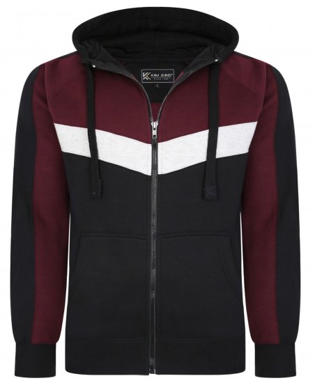 Kam Jeans 7048 Chevron Panelled Hoodie Burgundy - Puloveri & dukserice - Muške Puloveri & dukserice veliki brojevi
