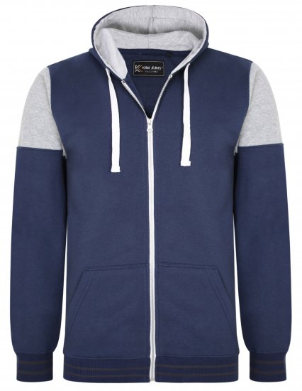 Kam Jeans 7049 Cut & Saw Sleeve Hoodie Navy - Puloveri & dukserice - Muške Puloveri & dukserice veliki brojevi