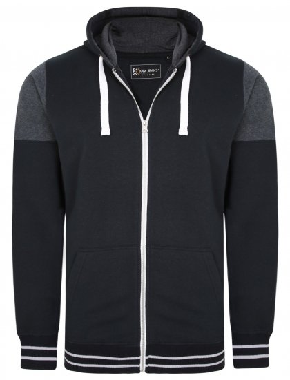 Kam Jeans 7049 Cut & Saw Sleeve Hoodie Black - Puloveri & dukserice - Muške Puloveri & dukserice veliki brojevi