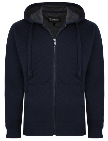Kam Jeans 7051 Quilted Jersey Zip Thru Hoody Navy - Puloveri & dukserice - Muške Puloveri & dukserice veliki brojevi