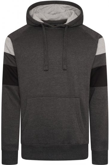 Kam Jeans 7068 Cut & Sew Over Head Hoody Charcoal - Puloveri & dukserice - Muške Puloveri & dukserice veliki brojevi