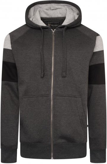 Kam Jeans 7069 Cut & Saw Zip Thru Hoody Charcoal - Puloveri & dukserice - Muške Puloveri & dukserice veliki brojevi