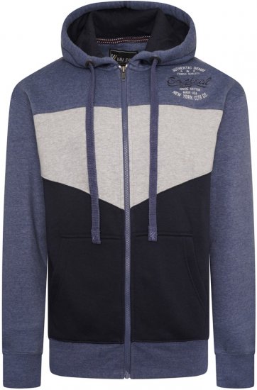 Kam Jeans 7070 Panelled Hoody with EMB Blue - Puloveri & dukserice - Muške Puloveri & dukserice veliki brojevi