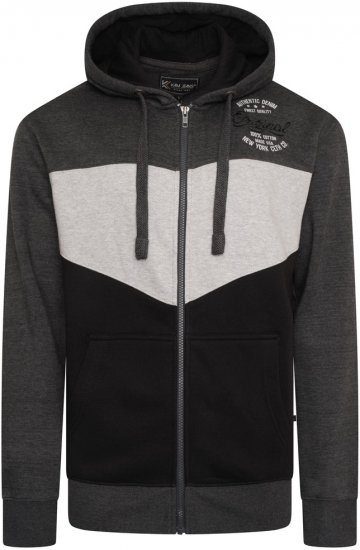 Kam Jeans 7070 Panelled Hoody with EMB Charcoal - Puloveri & dukserice - Muške Puloveri & dukserice veliki brojevi