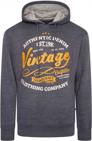 Kam Jeans 7072 Over Head Vintage EMB Hoody Blue Nights - Puloveri & dukserice - Muške Puloveri & dukserice veliki brojevi
