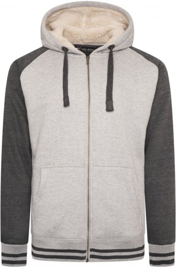 Kam Jeans 7075 Raglan Zip Thru Sherpa Hoodie Grey - Puloveri & dukserice - Muške Puloveri & dukserice veliki brojevi