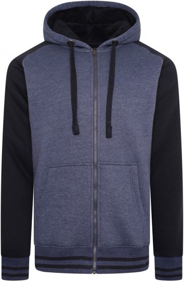 Kam Jeans 7075 Raglan Zip Thru Sherpa Hoodie Royal Blue - Puloveri & dukserice - Muške Puloveri & dukserice veliki brojevi