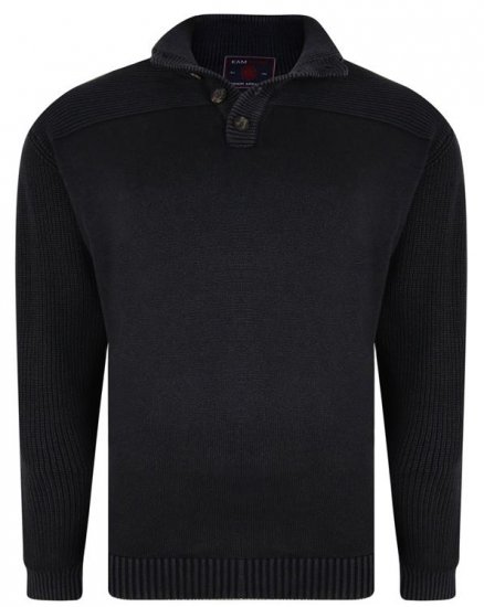 Kam Jeans 78 Washed Effect Knitted Black Winter Jumper - Puloveri & dukserice - Muške Puloveri & dukserice veliki brojevi