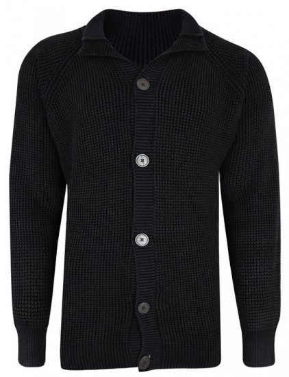 Kam Jeans 79 Washed Effect Knitted Black Cardigan - Puloveri & dukserice - Muške Puloveri & dukserice veliki brojevi