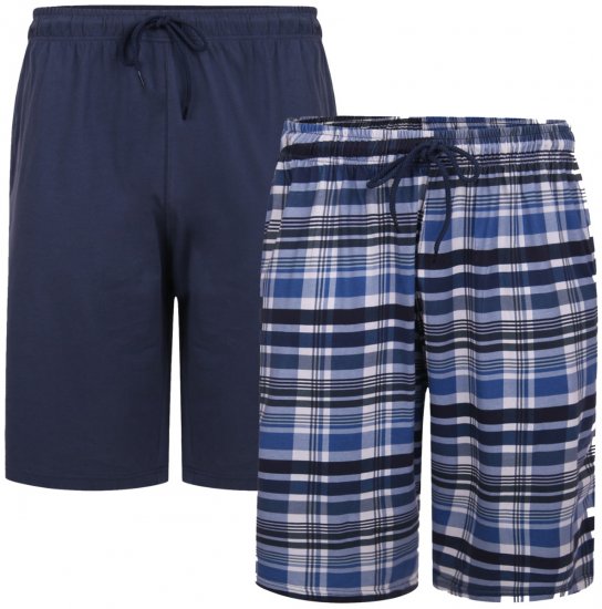 Kam Jeans 875 Lounge shorts Navy, Checked 2-pack - Donje rublje & kupaće hlače - muške donje rublje veliki brojevi