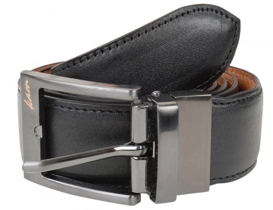 Kam Jeans 921 Leather Belt Black/Brown "Reversible", 3cm - Remenje - Muški remeni velikih veličina