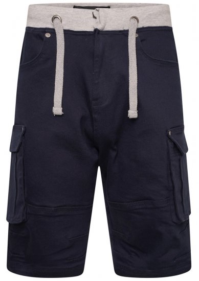 Kam Jeans Elvio Rib Waist Stretch Shorts Navy - Kratke hlače - Muške Kratke Hlače Veliki Brojevi 