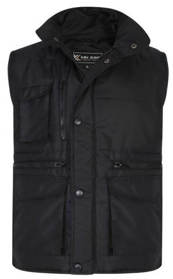 Kam Jeans KV115 Military Multi Pocket Vest Black - Jakne - Muške Jakne Veliki Brojevi