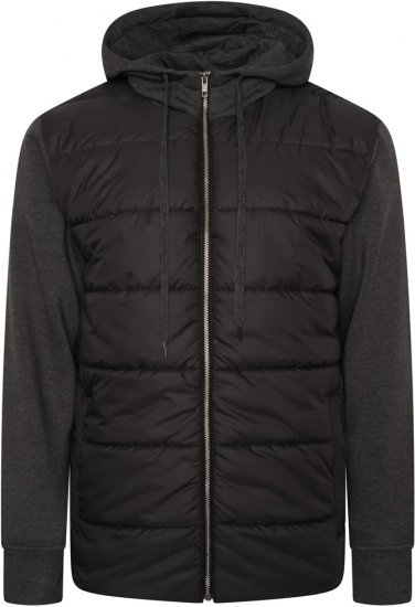 Kam Jeans KV135 Quilted Zip Thru Hoody with Padded Body & Jersey Sleeves Black - Jakne - Muške Jakne Veliki Brojevi