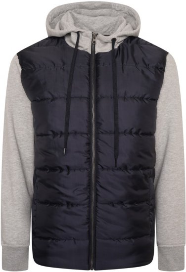 Kam Jeans KV135 Quilted Zip Thru Hoody with Padded Body & Jersey Sleeves Navy TALL SIZES - MUŠKA ODJEĆA MT-6XLT - Odjeća za Visoke Muškarce