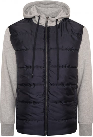 Kam Jeans KV135 Quilted Zip Thru Hoody with Padded Body & Jersey Sleeves Navy - Jakne - Muške Jakne Veliki Brojevi