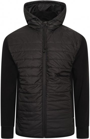 Kam Jeans KV136 Padded Body And Jersey Sleeves Hybrid Zip Thru Quilted Hoody Black TALL SIZES - MUŠKA ODJEĆA MT-6XLT - Odjeća za Visoke Muškarce
