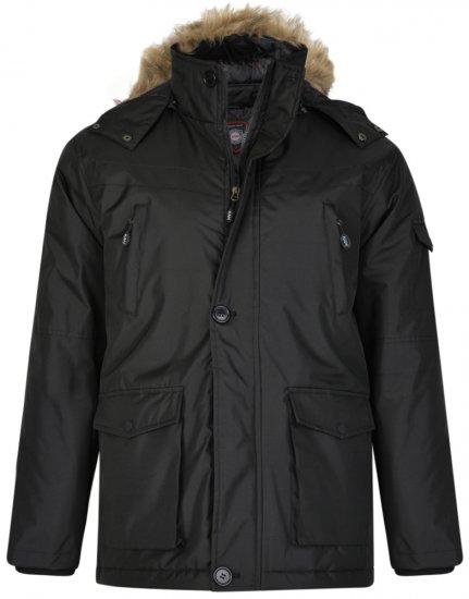 Kam Jeans KV97 Padded Winter Jacket Black - Jakne - Muške Jakne Veliki Brojevi