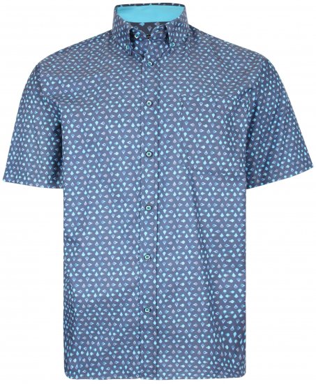 Kam Jeans P010 Premium Short sleeve Shirt Indigo - Košulje - Muške Košulje Veliki Brojevi