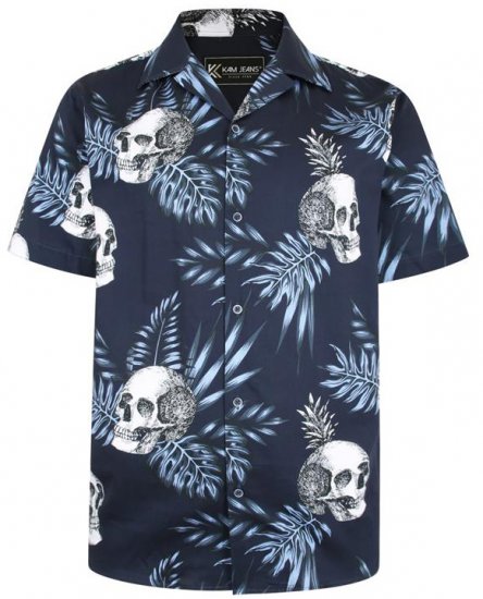 Kam Jeans P015 Casual Shirt with Skull Print - Košulje - Muške Košulje Veliki Brojevi